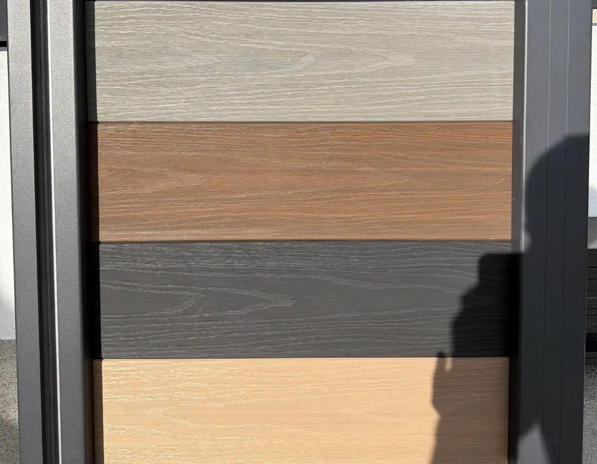 Composite fence board color samples