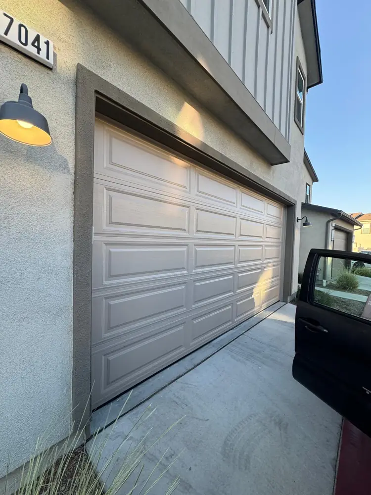 Gray raised-panel garage door